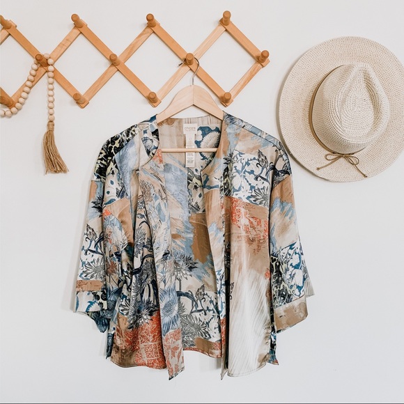 Chico's Tops - chico’s silky open sunflower kimono